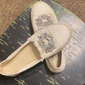 Marc Fisher Beige Espadrille Flats with Embellishments